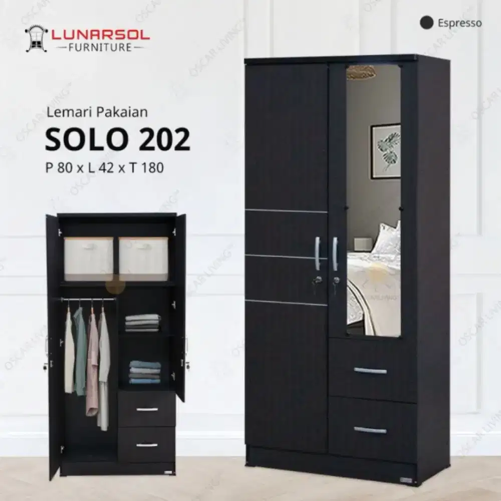 Lemari pakaian 2pintu hitam