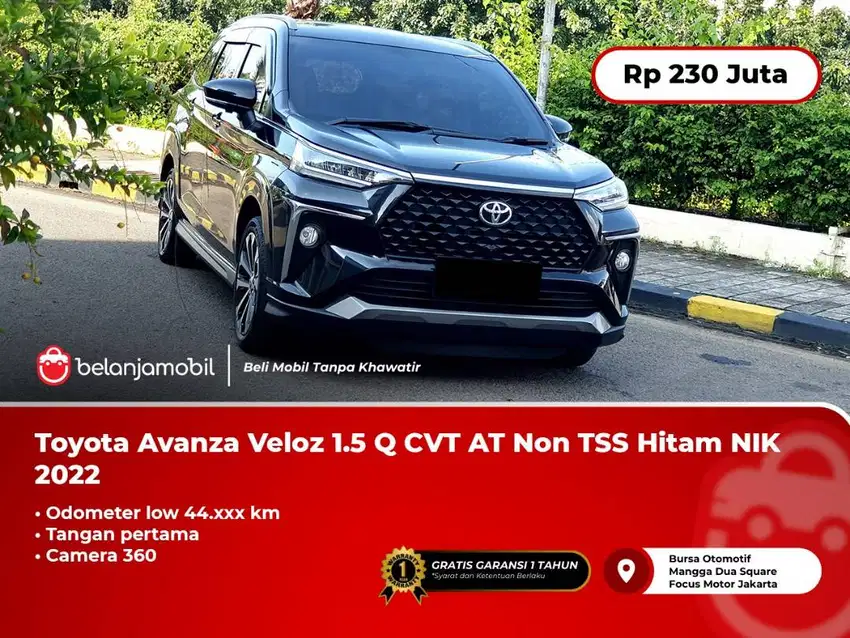 Toyota Avanza Veloz 1.5 Q CVT AT Non TSS Hitam Camera360 2022/2023
