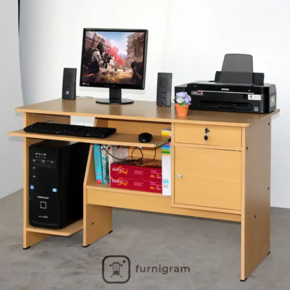 Meja komputer serolok bahan tebal