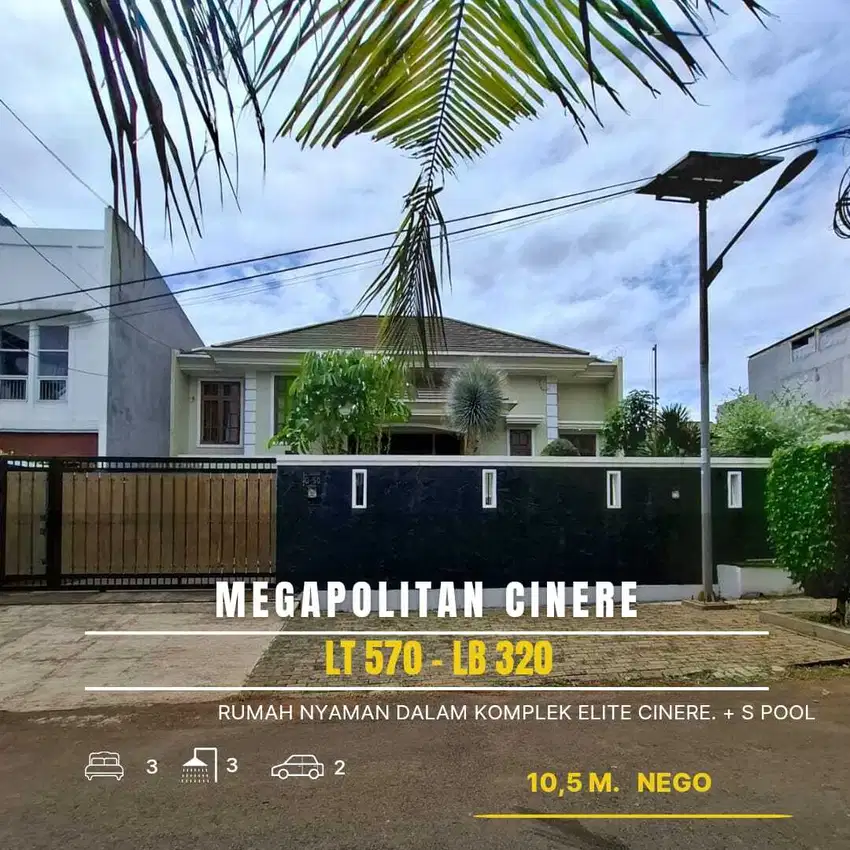 DIJUAL RUMAH MODERN MEWAH DI KOMPLEK ELIT CINERE DEKAT JAKARTA SELATAN