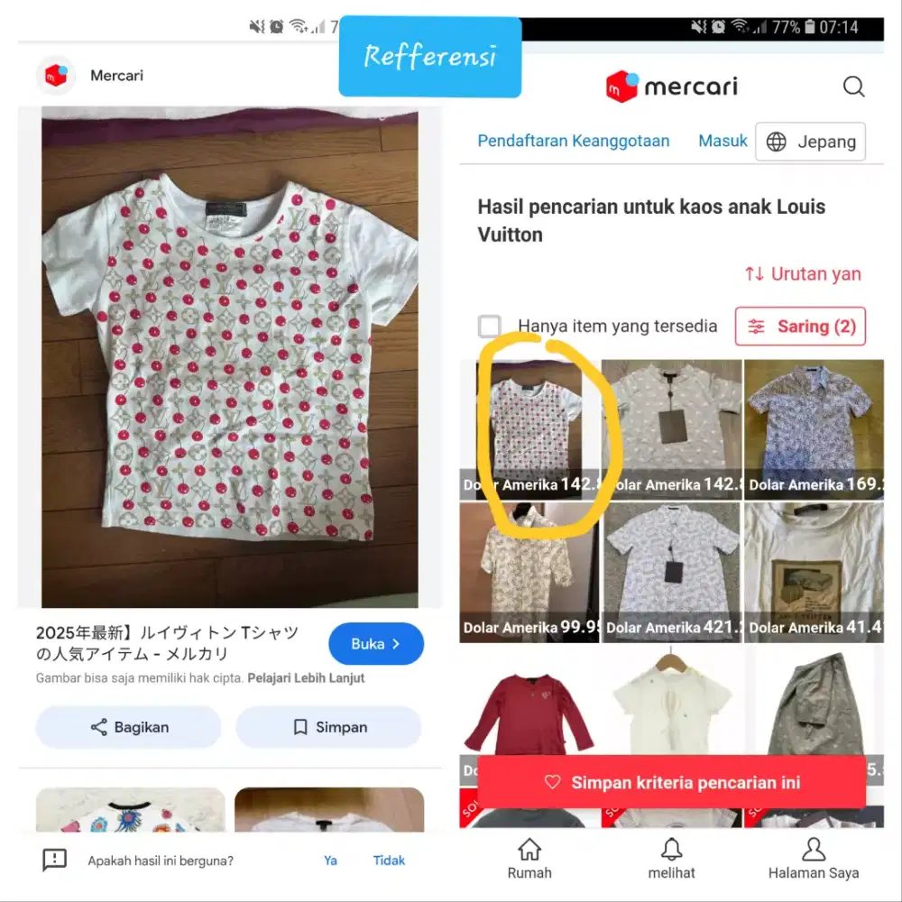 Auth lv louis vuitton logo chery print tshirt