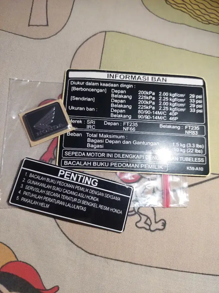 Stiker timbul honda lengkap