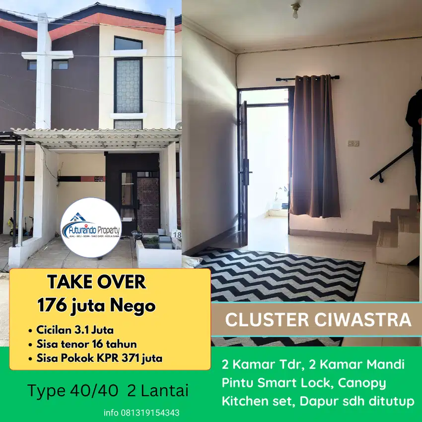 Rumah Cluster Ciwastra minimalis  7 menit ke Mall Summarecon Take Over