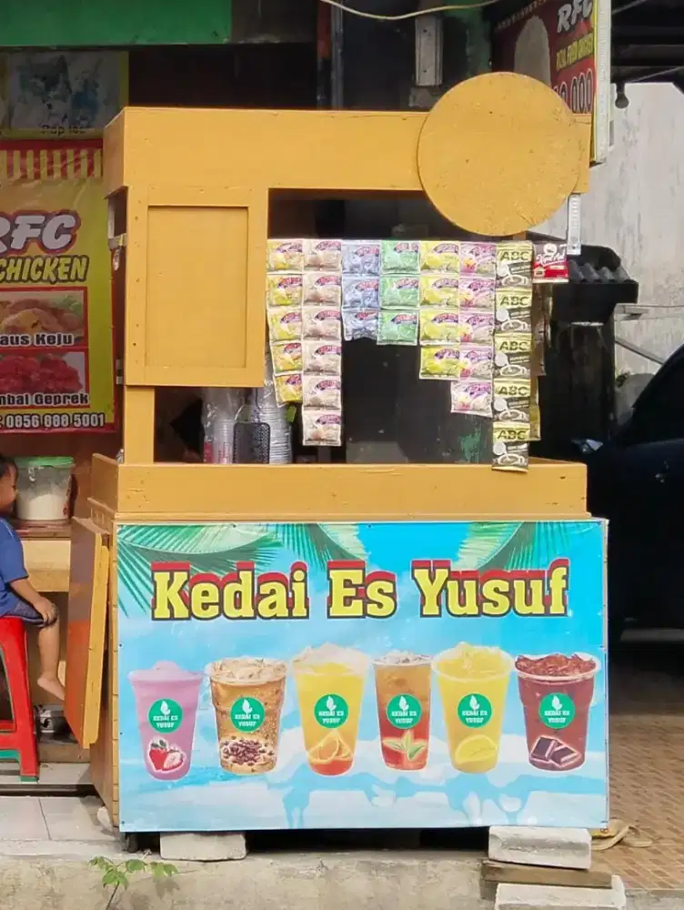Gerobak jualan kayu jati Belanda cat duco. Gerobak es. Gerobak jualan