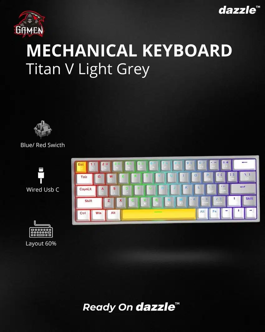 Mechanical Keyboard Gamen Titan V Light Grey