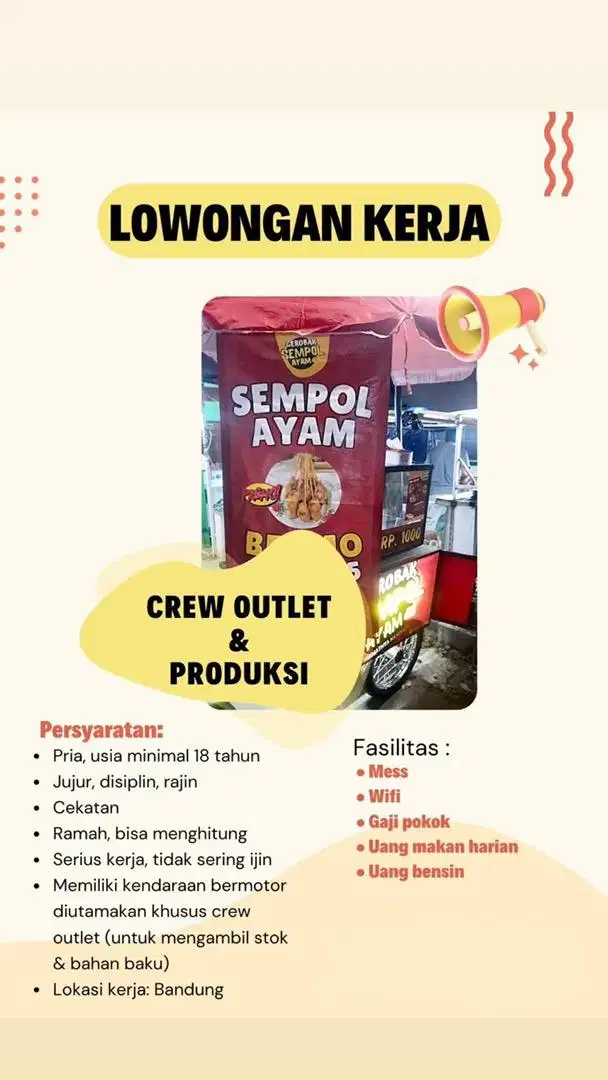 Lowongan jualan gerobak sempol ayam