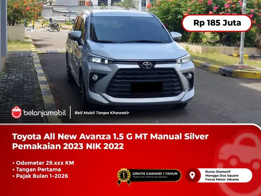 [PAJAK PANJANG] Toyota All New Avanza 1.5 G MT Pemakaian 2023 NIK 2022