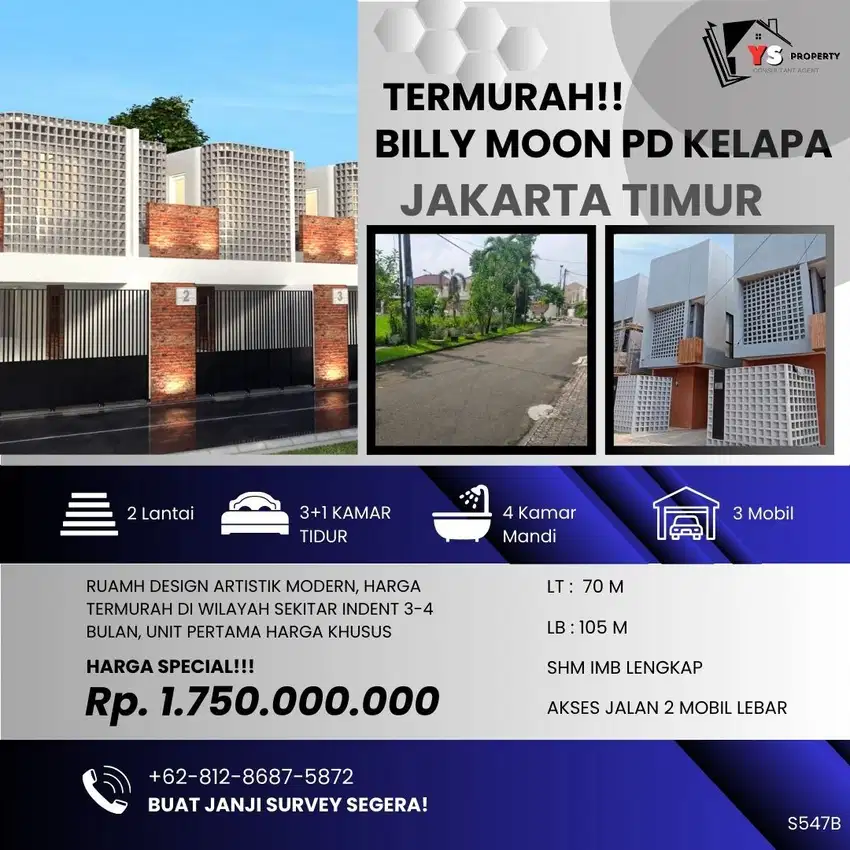 BILLY MOON JAKTIM TERMURAH DI LINGKUNGAN UNIT BARU NON CLUSTER S547B
