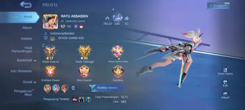 Jual Akun game Mobile legend Bang Bang