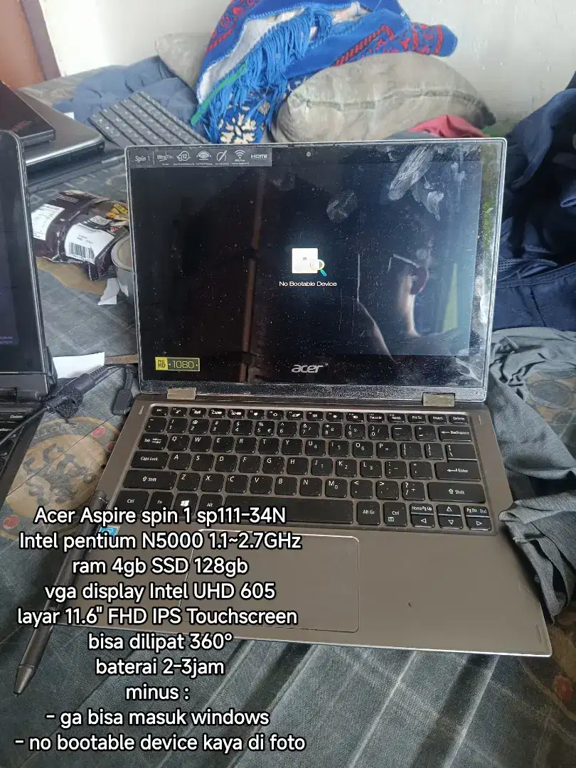 Acer Spin 1 sp111-34N minus no bootable device