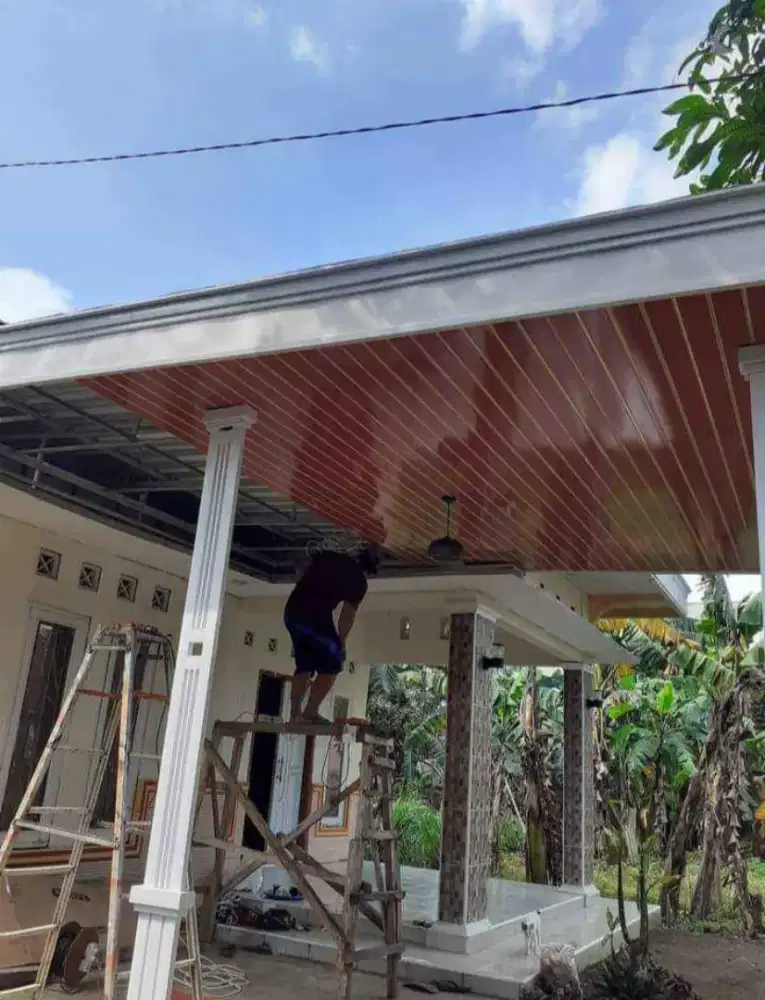 Kanopi minimalis dengan plavon pvc