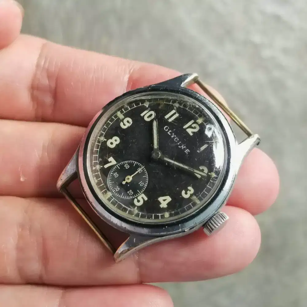 40s Vintage Glycine German DH Military watch WWII ww2 tropical dial