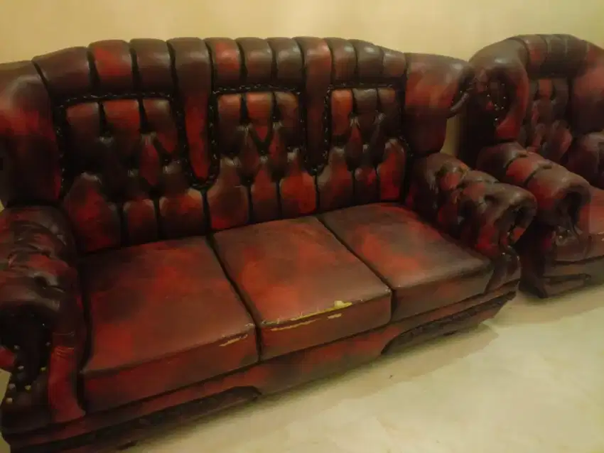 Sofa kulit 1set 3sofa