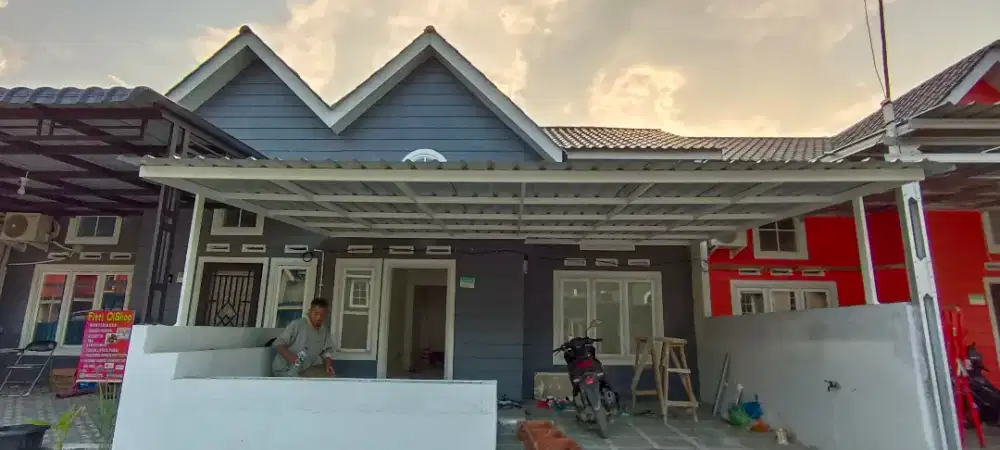 Kanopi besi hollow dan baja ringan atap spandek dan alderon