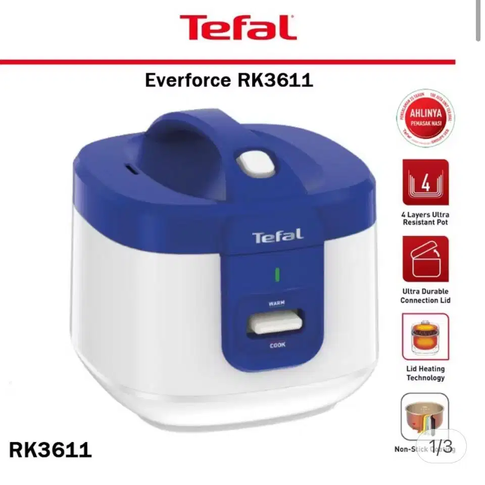 TEFAL RICE COOKER PENANAK NASI RK361 - 1.5LITER / RK 361 BLUE 400watt