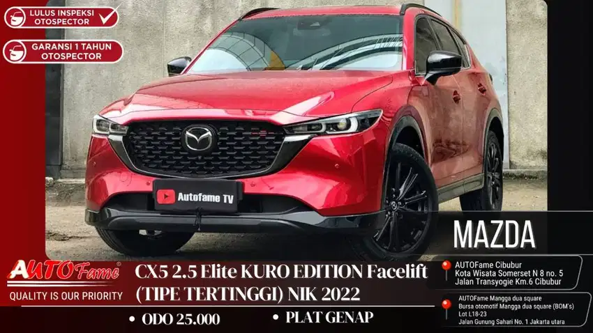 Mazda CX5 2.5 Elite KURO EDITION Facelift NIK 2022