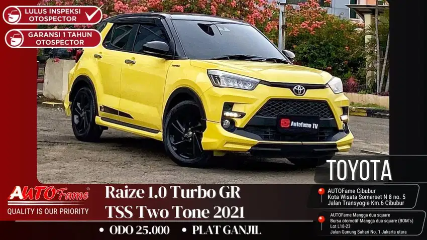 Toyota Raize 1.0 Turbo GR TSS Two Tone (Tipe Tertinggi) Yellow On Blac
