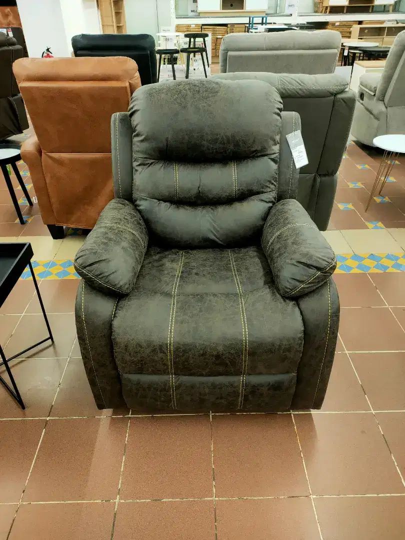 sofa recliner 1 seater fabric coklat