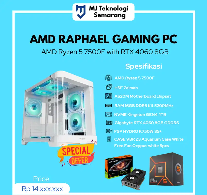 PC Rakitan Combo AMD Ryzen 5 7500 With RTX 4060 8GB GDDR6