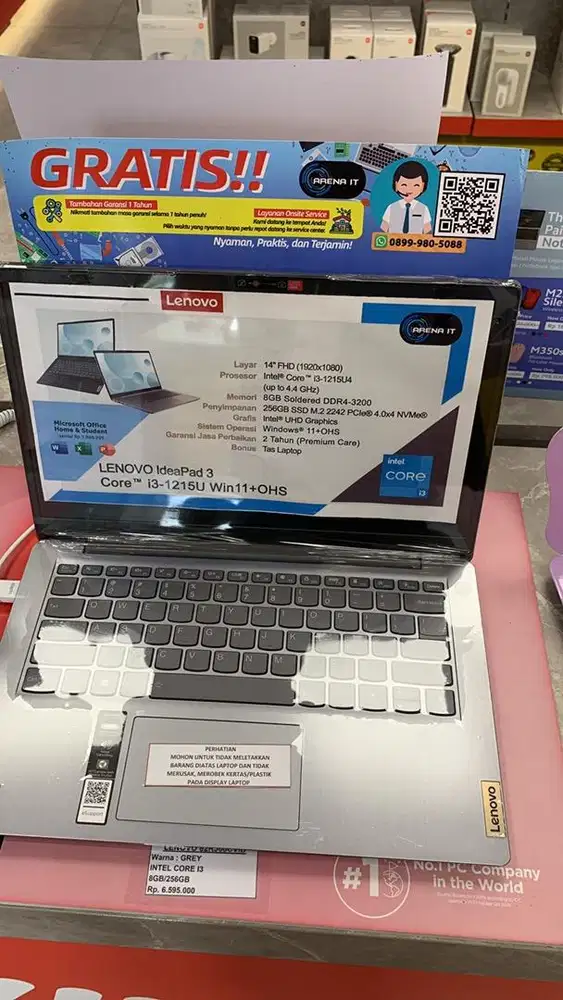 Laptop murah Acer/Asus/lenovo/Hp LENOVO 82RJ00CVID i3 8/256 Gy K