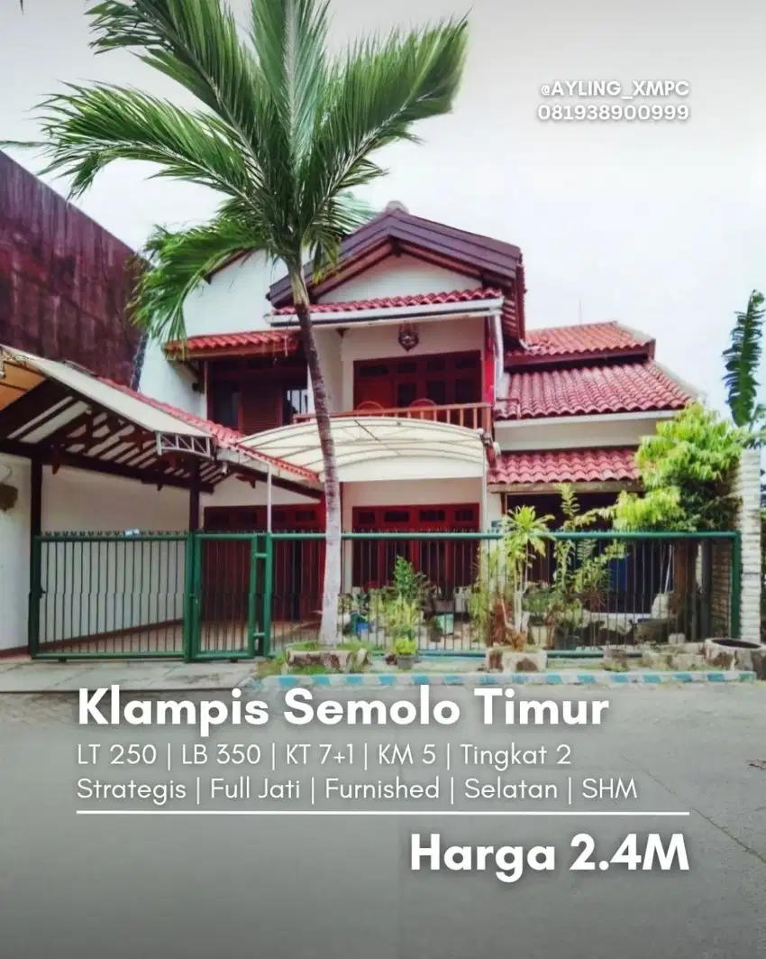 Rumah Klampis Semolo Timur  STRATEGIS, FULL JATI, FURNISHED