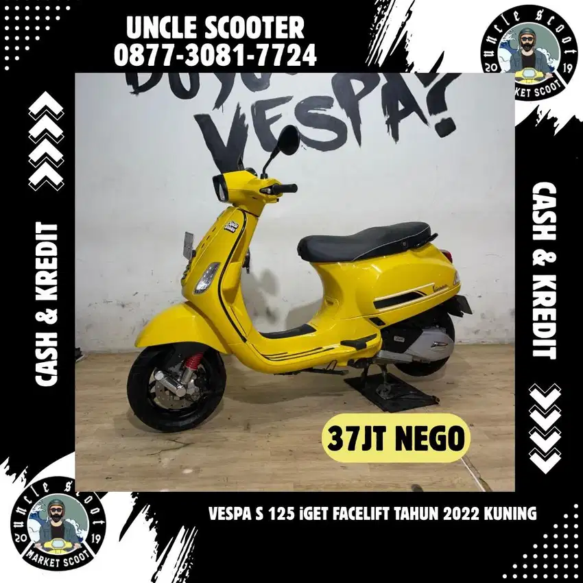 Vespa S125 Iget Tahun 2022 Facelift Kuning Mulus Like New