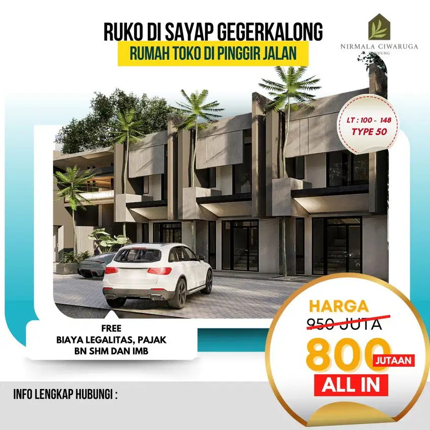 Dijual Ruko Asri di cigugur girang sudah shm split dkt setraduta sariw