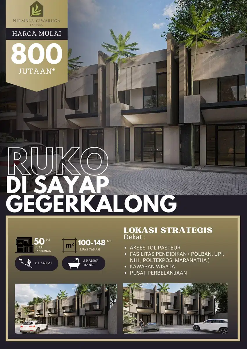 800 jutaan 1 unit Ruko di ciwaruga atas dekat gegerkalong sariwangi