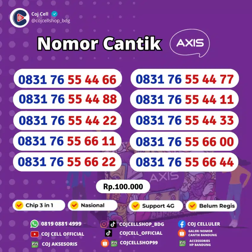 Nomor Cantik AXIS Support 4G LTE