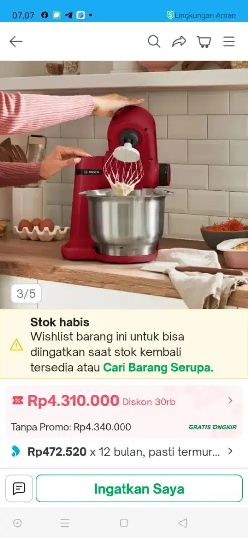 Bosch kitchen machine/ standing mixer mums2ER01 merah