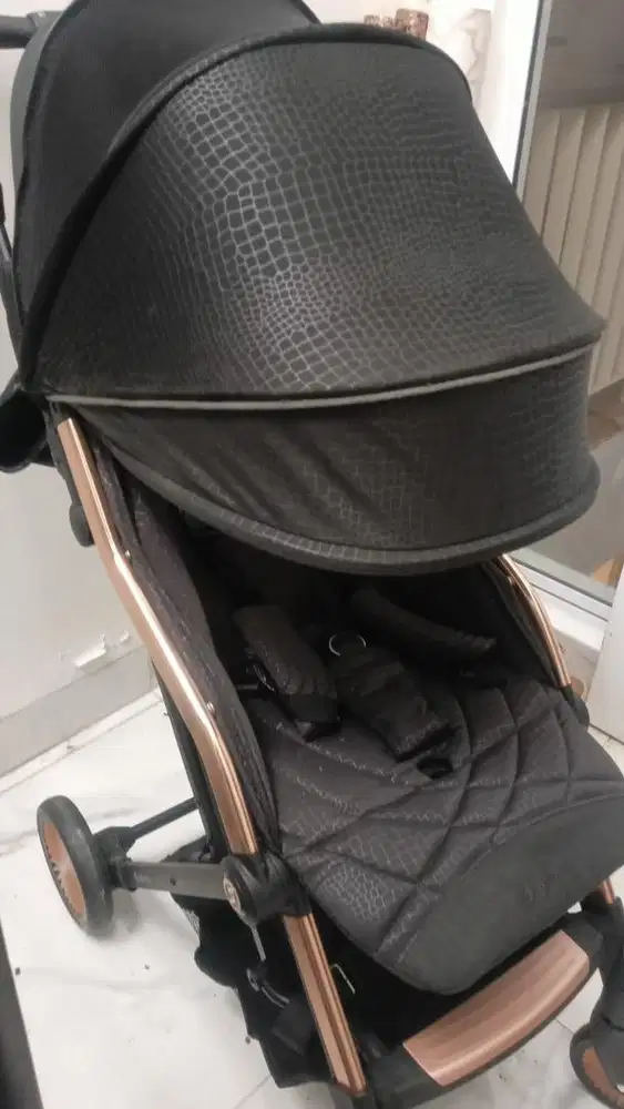 Hybrid stroller anak mewah rosegold