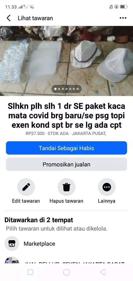 Slhkn plh slh 1 dr SE paket kaca mata covid/se psg topi lawas murah sj
