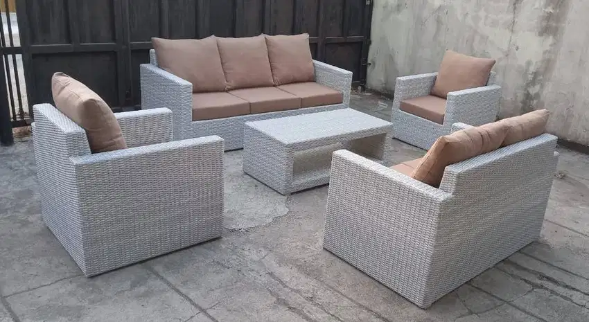 SOFA SET ROTAN SINTETIK (Bahan IMPORT bergaransi) - OUTDOOR / INDOOR