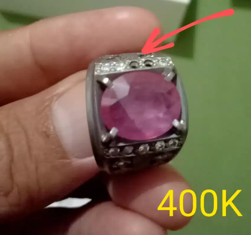 Batu cincin Ruby cutting ring perak