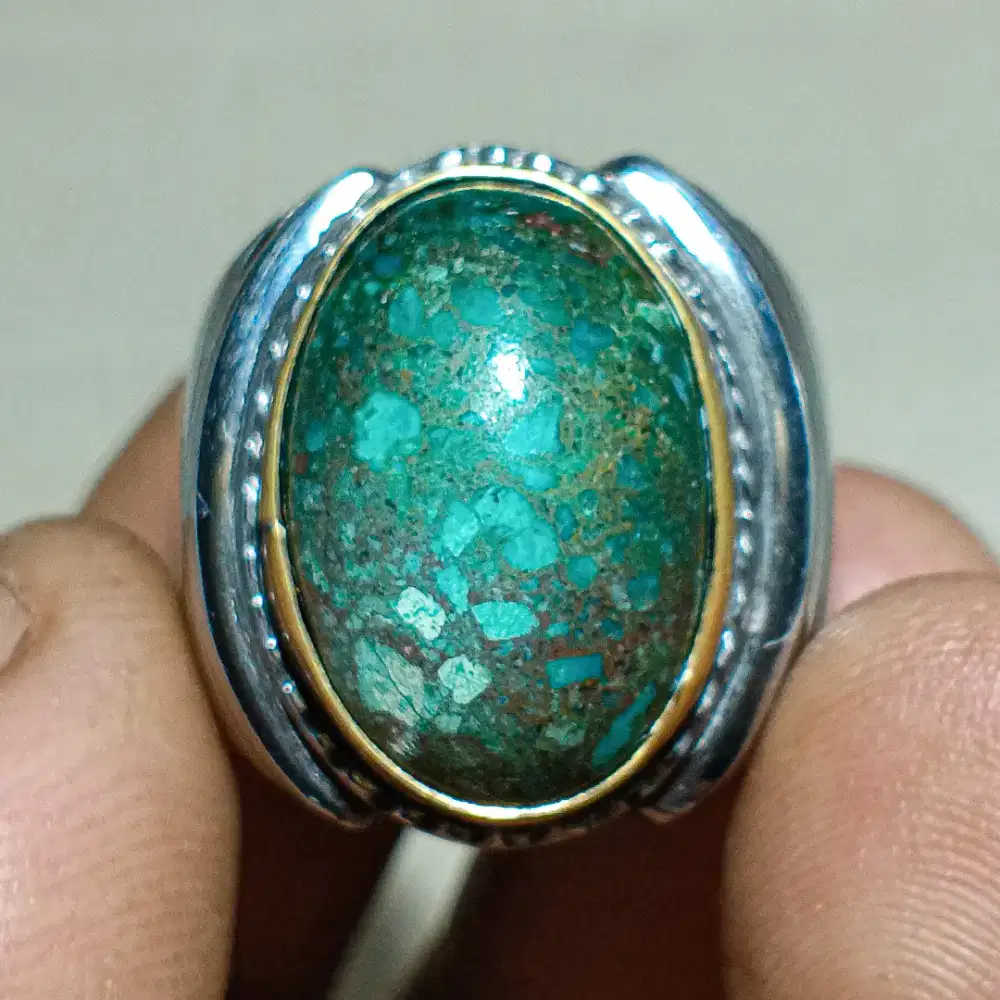 ASLI BATU PIRUS HIJAU GREEN TOURQUISE 1,8cm Ring.8