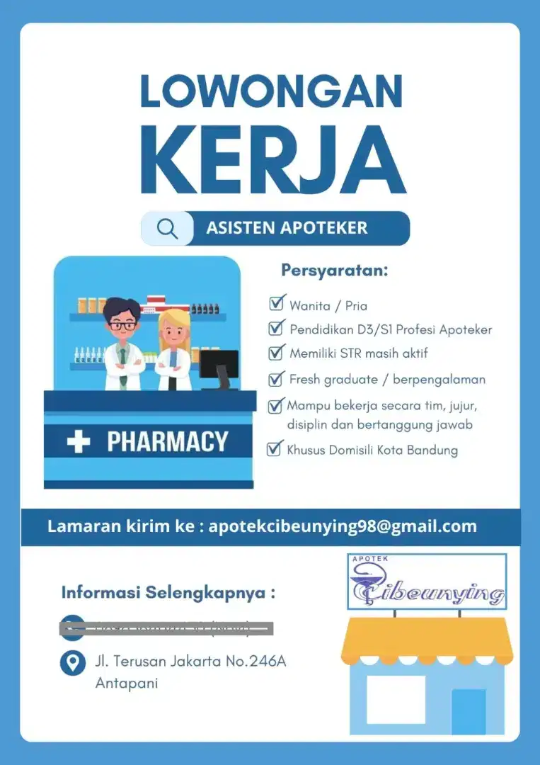 Dibutuhkan Asistant Apoteker
