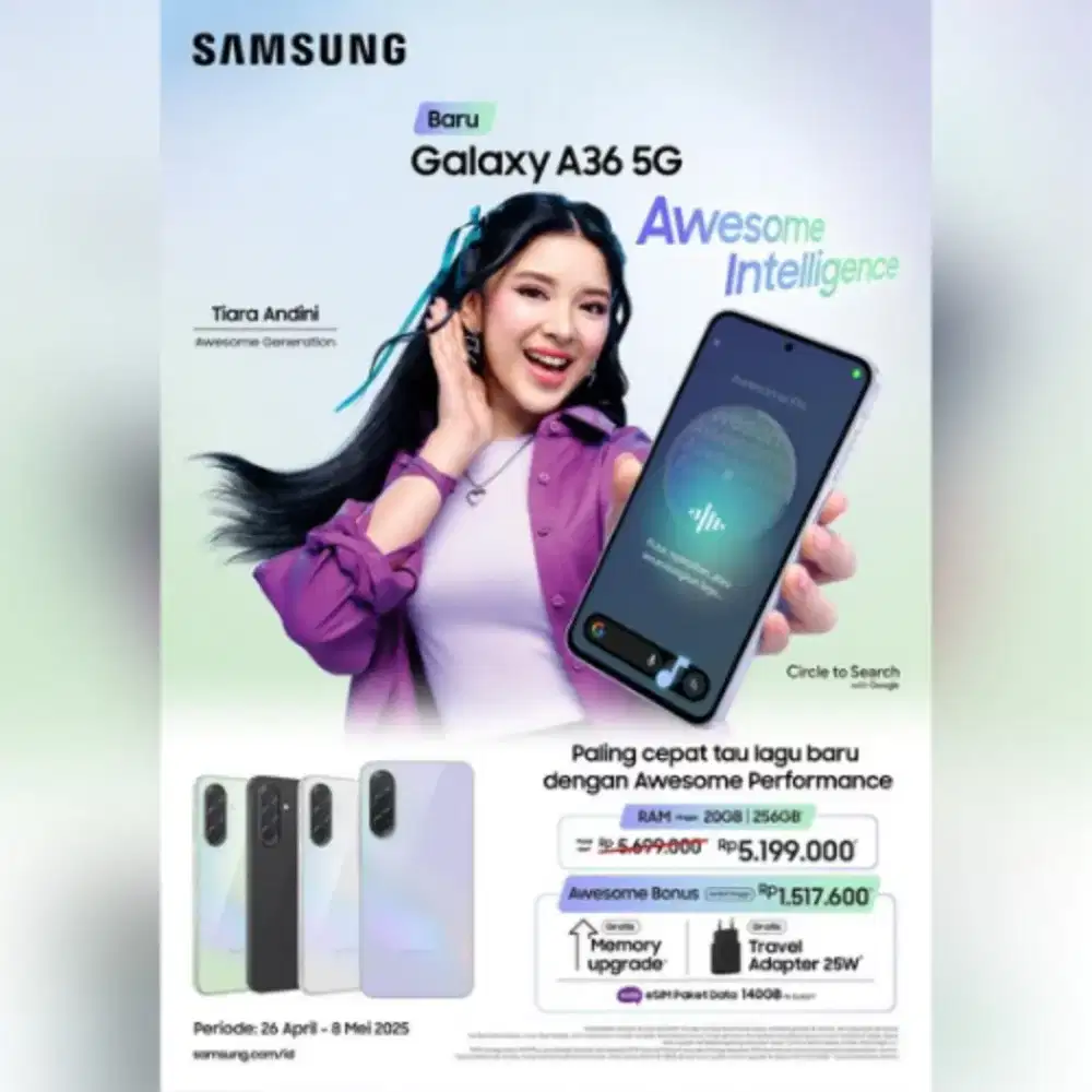 Samsung A36 8/256GB free Adaptor Charger