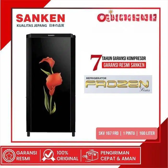 Sanken Kulkas 1 Pintu SK-V167F-RD Refrigerator 160 L