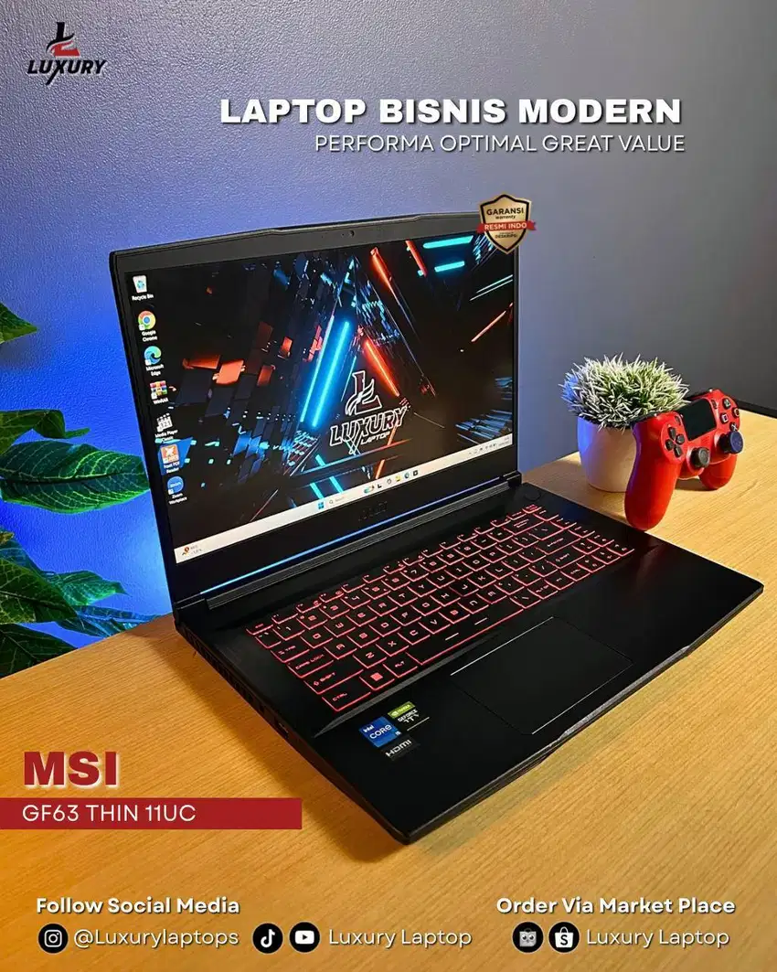 LAPTOP MSI GAMING GF63 THIN 11UC SLIM  CORE I5 NVIDIA RTX 3050 MULUS