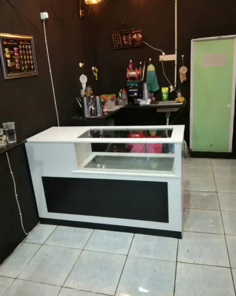 COD Meja kasir etalase cantik bisa request warna