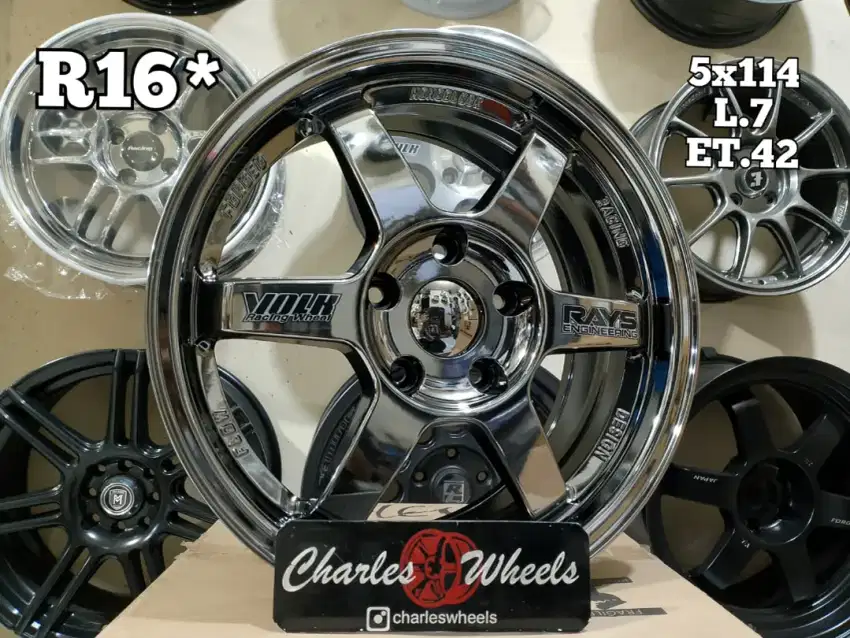 Jual velg mobil TE37 blackchrome r16 5x114,3 ertiga livina expande dll