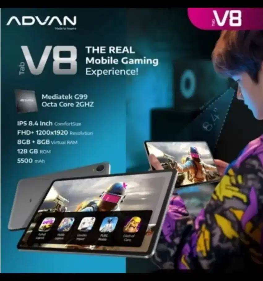 Murah new tab Advan V8 8/128 grs resmi, bs kredit/bs TT