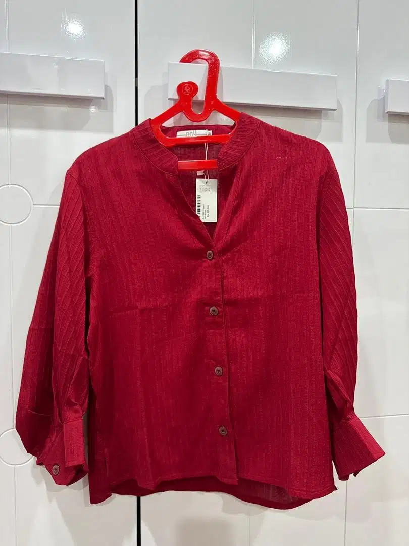 new baju atasan wanita merah ori meiji