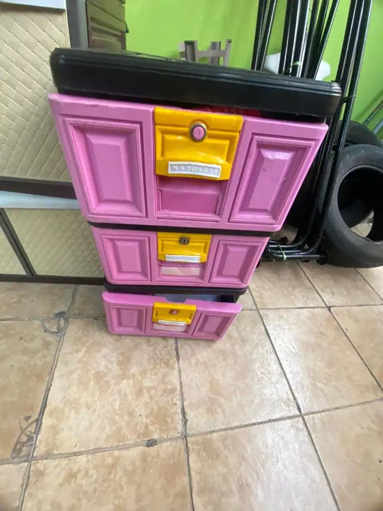 lemari laci plastik 3 susun nego