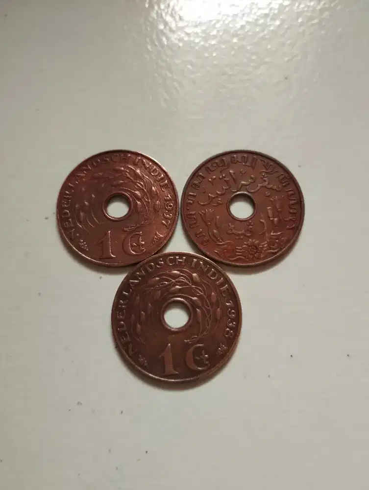 Jual Koin Kuno 1 Cent Nederlandsch-Indie 1937 & 1938 Asli, Antik, Rare