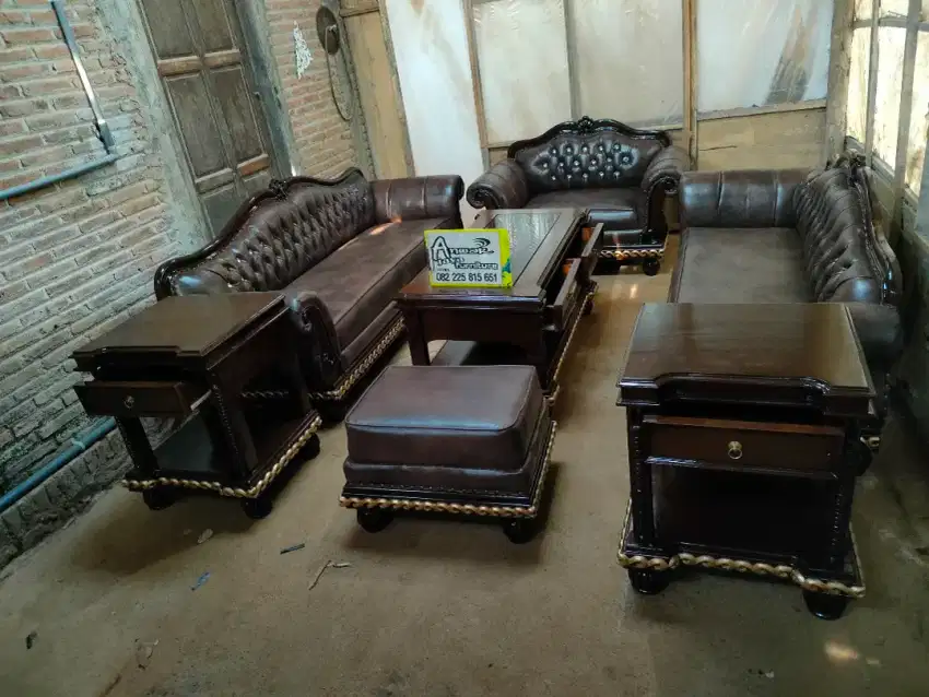 Kursi tamu sofa minimalis full kayu jati