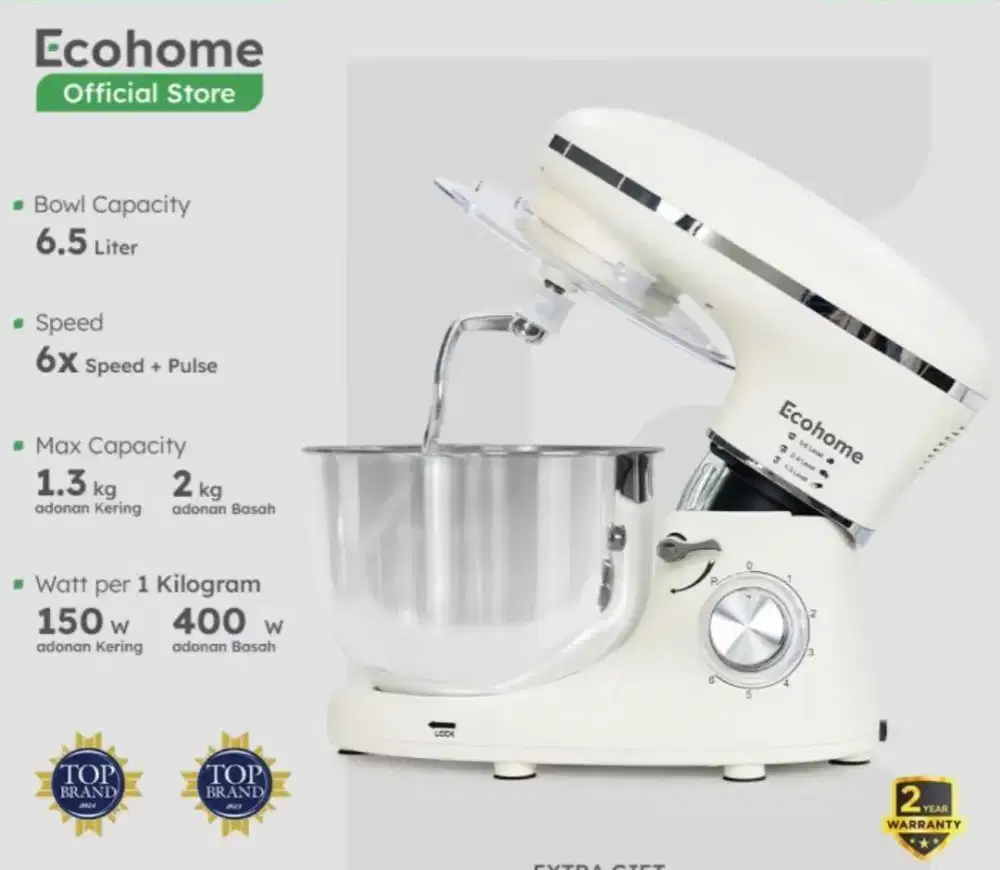 Ecohome stand Mixer Stainless Bowl ESM 999
Ready pearl white