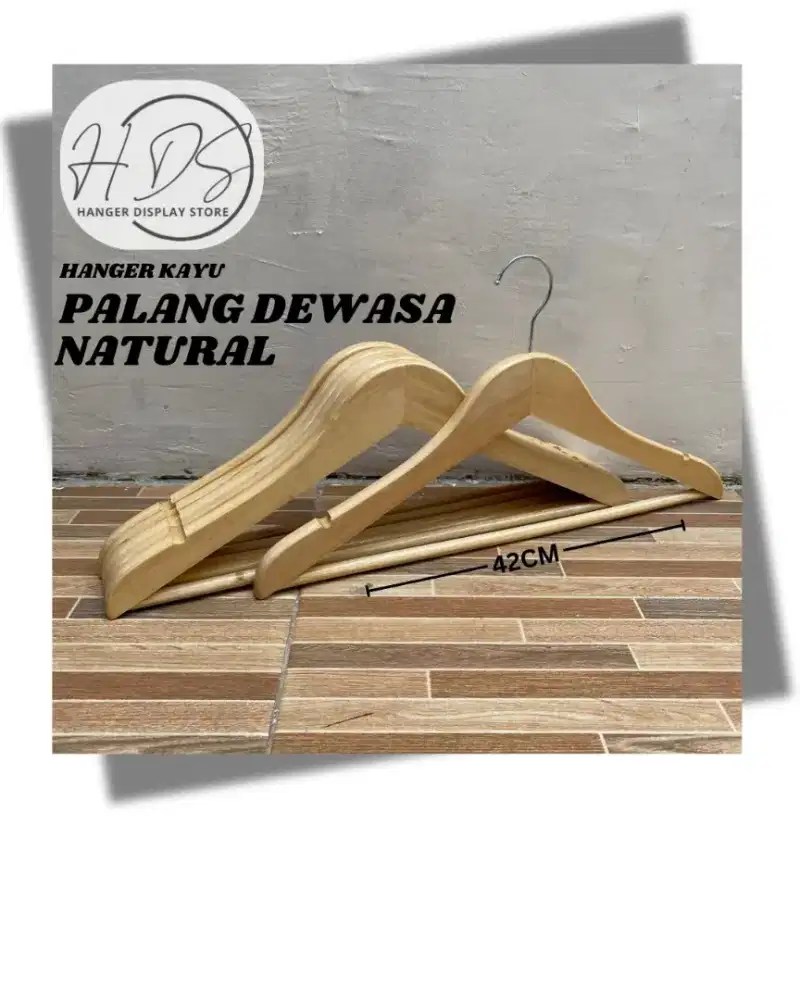 [1 Pcs] HANGER KAYU PALANG DEWASA NATURAL