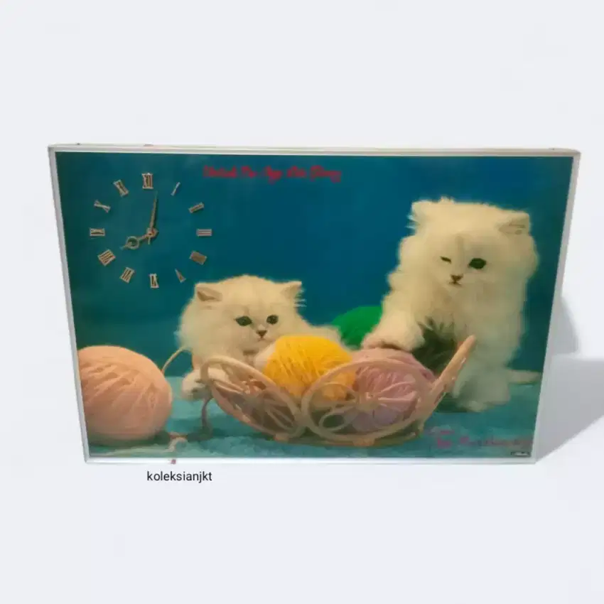 Vintage Jam Dinding Aikosha Figura Gambar Kucing