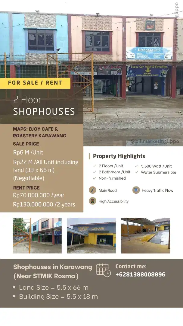 Dijual dan Disewa Ruko 2 Lantai 6 Unit